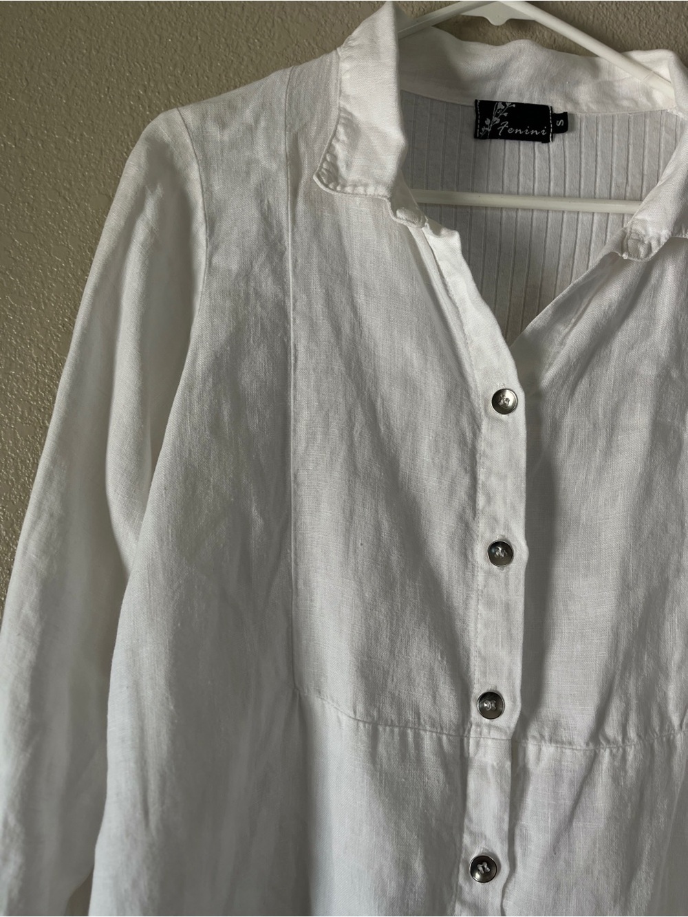 Fenini White Ribbed Button-Up Shirt - Picture 4 of 11